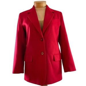 Laura Gayle Classics Red 100% Wool Blazer Jacket Women Size 10 Academia Woolmark